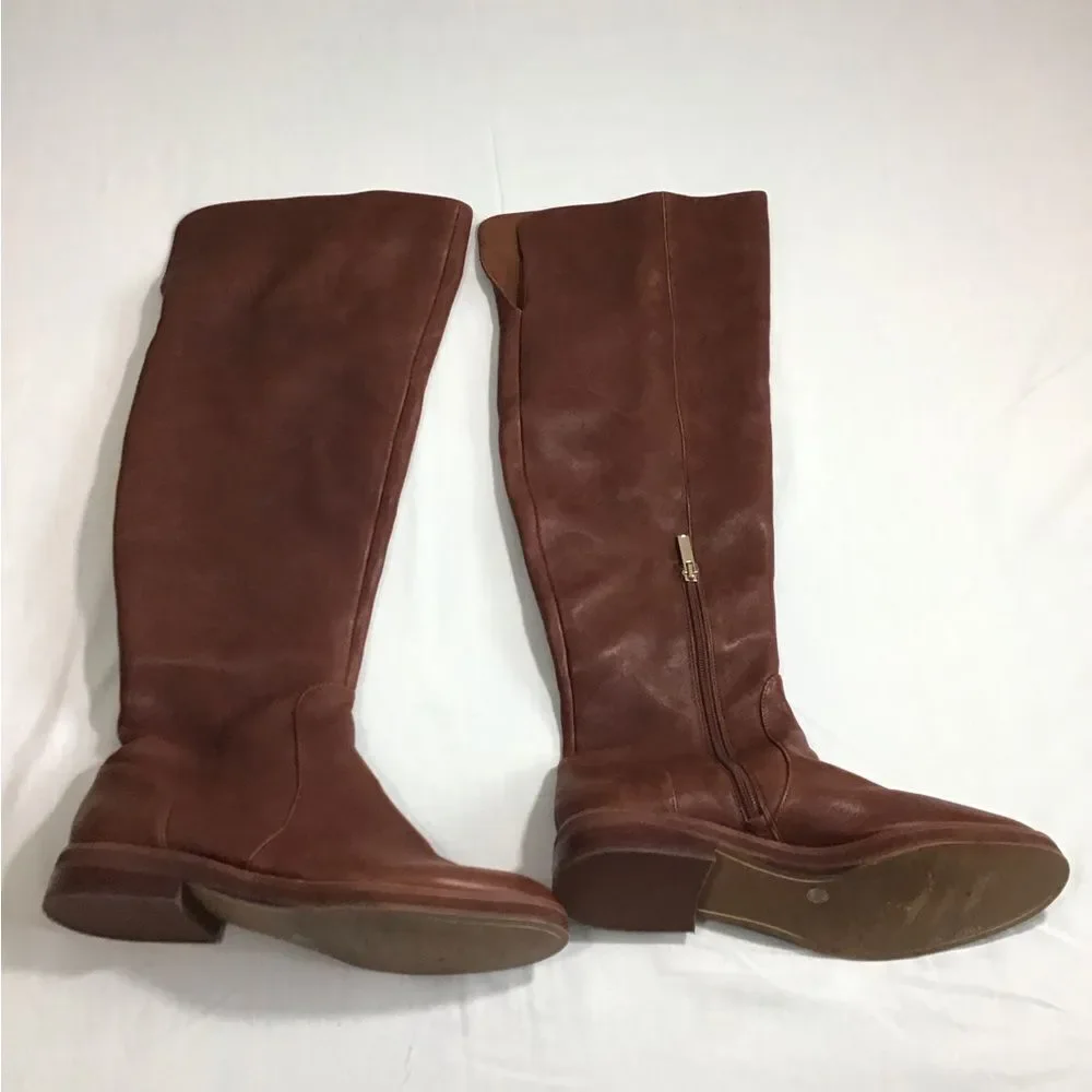 Gianni Bini Brown Leather Over The Knee-High Riding Boots Size 10